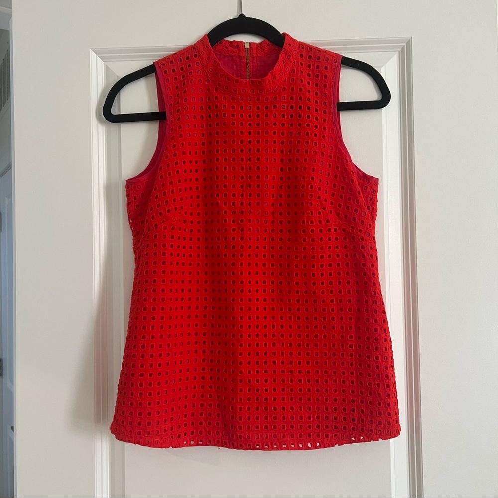 Red eyelet top